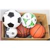 Image 1 : BOX OF SOCCER, RUGBY AND BASKETBALLS