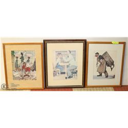 SET OF 3 NORMAN ROCKWELL PRINTS, FRAMED