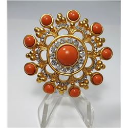 13 - GOLD TONE, CORAL & CRYSTAL