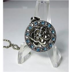 21 - PALE BLUE CRYSTAL & SILVER TONE