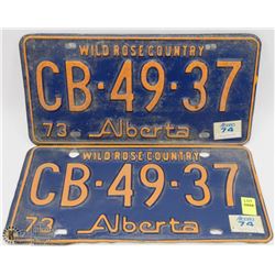 MATCHING SET OF 1973 ALBERTA LICENSE PLATES