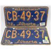 Image 1 : MATCHING SET OF 1973 ALBERTA LICENSE PLATES