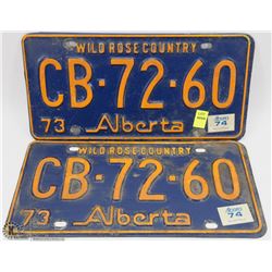 MATCHING SET OF 1973 ALBERTA LICENSE PLATES