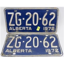 MATCHING SET OF 1972 ALBERTA LICENSE PLATES