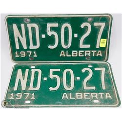 MATCHING SET OF 1971 ALBERTA LICENSE PLATES