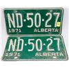 Image 1 : MATCHING SET OF 1971 ALBERTA LICENSE PLATES