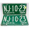 Image 1 : MATCHING SET OF 1968 ALBERTA LICENSE PLATES