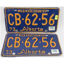 MATCHING SET OF 1973 ALBERTA LICENSE PLATES