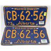 Image 1 : MATCHING SET OF 1973 ALBERTA LICENSE PLATES