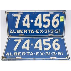 MATCHING SET OF 1951 ALBERTA LICENSE PLATES