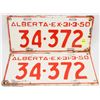 Image 1 : MATCHING SET OF 1950 ALBERTA LICENSE PLATES