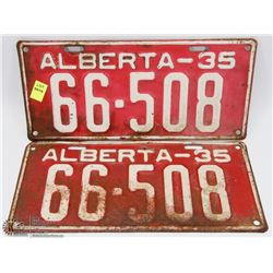MATCHING SET OF 1935 ALBERTA LICENSE PLATES