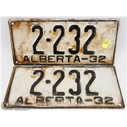 MATCHING SET OF 1932 ALBERTA LICENSE PLATES