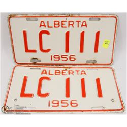 MATCHING SET OF 1956 ALBERTA LICENSE PLATES