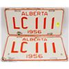 Image 1 : MATCHING SET OF 1956 ALBERTA LICENSE PLATES