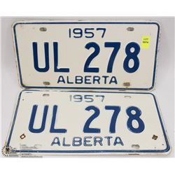 MATCHING SET OF 1957 ALBERTA LICENSE PLATES