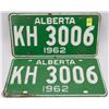 Image 1 : MATCHING SET OF 1962 ALBERTA LICENSE PLATES