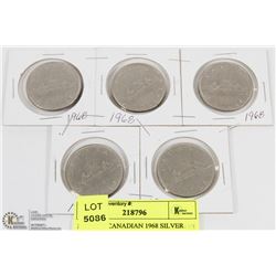 LOT OF 5 CANADIAN 1968 DOLLARS