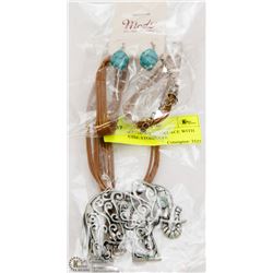 LONG ELEPHANT NECKLACE WITH TURQUOISE STONE EYE