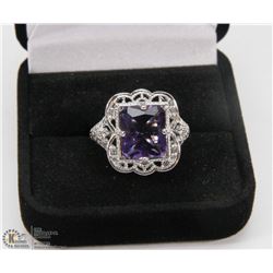 2.7 CARAT LAB CREATED AMETHYST VINTAGE STYLE RING