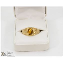MENS VINTAGE GOLD TONE TIGERS EYE RING