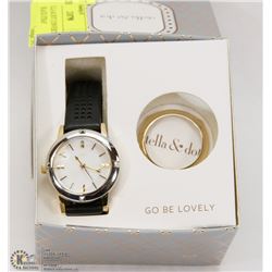 NEW STELLA & DOT CONVERTIBLE WATCH. BLACK STRAP