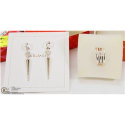 NEW STELLA & DOT SILVER TONE RING & EARRINGS