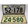 Image 1 : 1940 AND 1947 ALBERTA LICENSE PLATES
