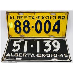 1948 AND 1952 ALBERTA LICENSE PLATES