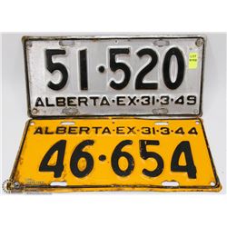 1944 AND 1949 ALBERTA LICENSE PLATES