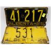Image 1 : 1925 AND 1926 ALBERTA LICENSE PLATES