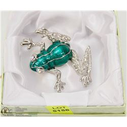 VINTAGE ENAMELED RHINESTONE BROOCH