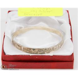 ORNATE DESIGN STERLING SILVER BANGLE BRACELET