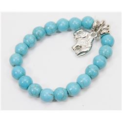 #19-BLUE TURQUOISE BEAD BRACELET 10MM