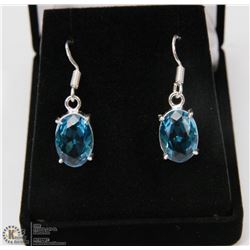 #40-LONDON BLUE TOPAZ GEMSTONE EARRINGS