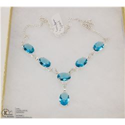 #41-LONDON BLUE TOPAZ GEMSTONE NECKLACE