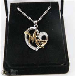 HEART SHAPED "MOM" PENDANT WITH CHAIN