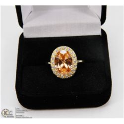 OVAL CUT CHAMPAGNE COLOURED AUSTRIAN CRYSTAL HALO