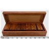 Image 1 : WOODEN DOMINO SET WITH CASE AND BRASS INLAY.