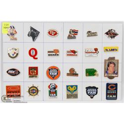 SHEET OF 24 NFL PINS