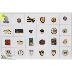 SHEET OF 24 POLICE PINS