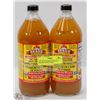 Image 1 : LOT OF 2 BOTTLES OF BRAGGS ORGANIC APPLE CIDER