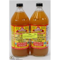 LOT OF 2 BOTTLES OF BRAGGS ORGANIC APPLE CIDER