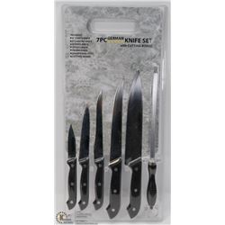 NEW 7PC GERMAN STYLE KNIFE SET WITH CUTTING BOARD