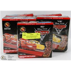 9 BOXES OF CARS SNACK BARS CHOCOLATE CAKE FLAVOR.