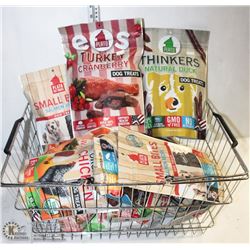 BASKET OF ASSORTED DOG TREATS