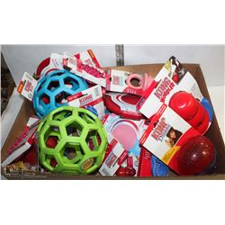 EXTRA LARGE FLAT OF ASSORTED DOG TOYS