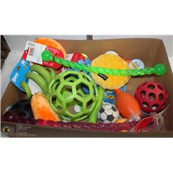EXTRA LARGE FLAT OF ASSORTED DOG TOYS