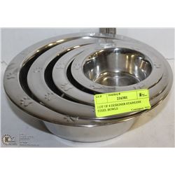 LOT OF 4 DESIGNER STAINLESS STEEL BOWLS