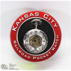 KANSAS CITY RAILROAD SKELETON POCKET WATCH.